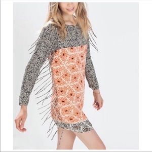 Zara Fringe Sleeve mini Dress